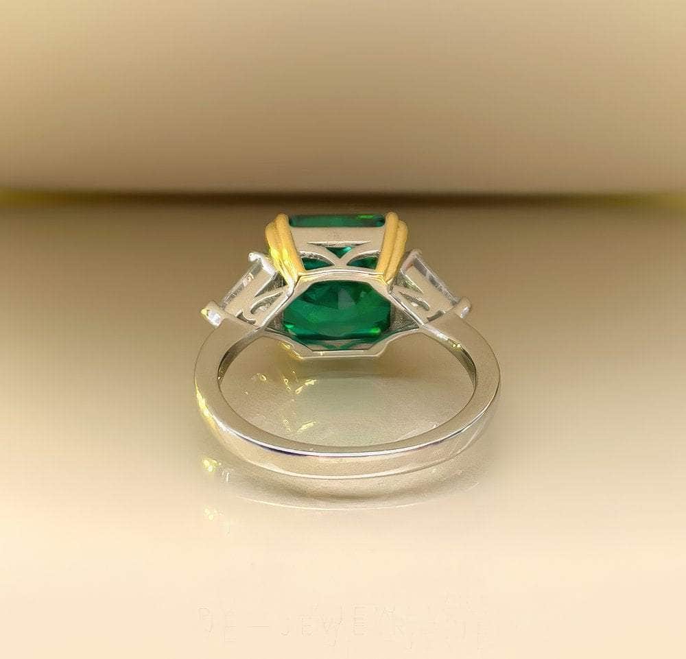 8.32Ct Lab Created Diamond 14K Gold Emerald Square Cut Ring