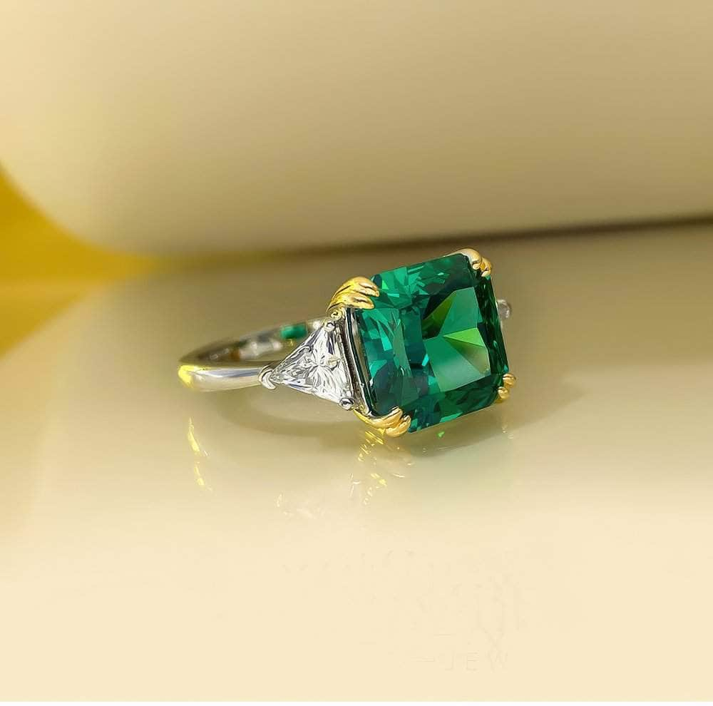 8.32Ct Lab Created Diamond 14K Gold Emerald Square Cut Ring