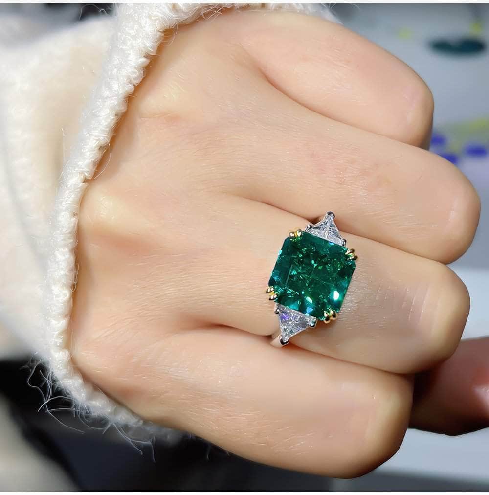 8.32Ct Lab Created Diamond 14K Gold Emerald Square Cut Ring