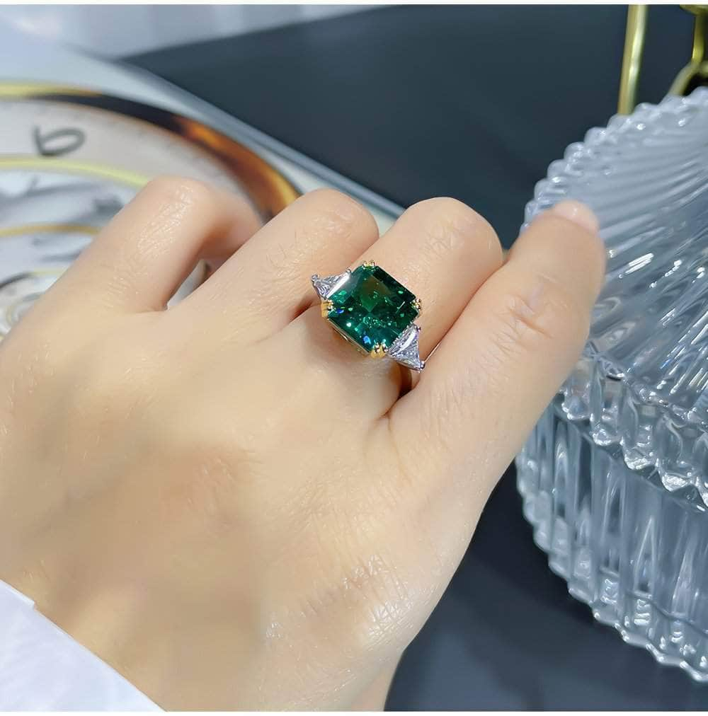 8.32Ct Lab Created Diamond 14K Gold Emerald Square Cut Ring