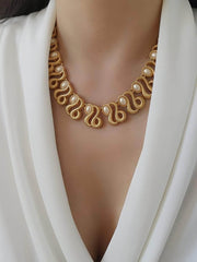 80s Monet Picasso Gold Collar with Pearl Accents Necklace