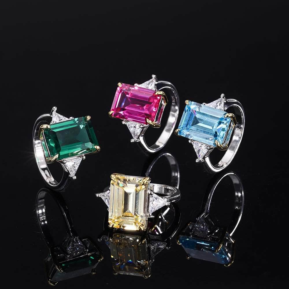 925 Sterling Silver Lab Created Diamond Gemstone Vintage Ring