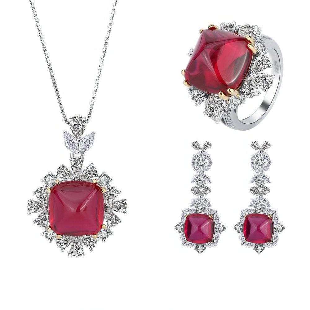 925 Sterling Silver Lab Grown Gemstone Vintage Jewelry Set