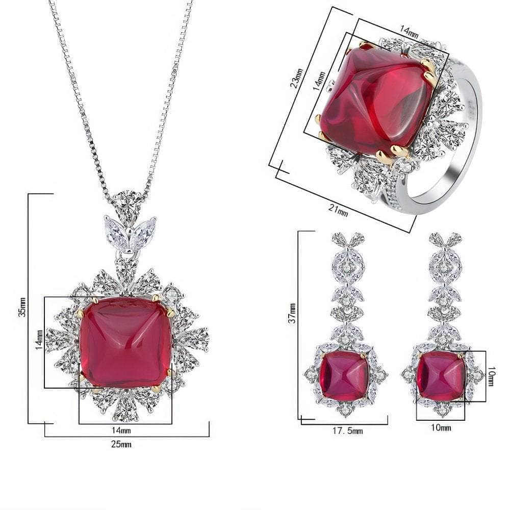 925 Sterling Silver Lab Grown Gemstone Vintage Jewelry Set