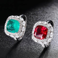 925 Sterling Silver Lab Grown Ruby Diamond Gemstone Ring