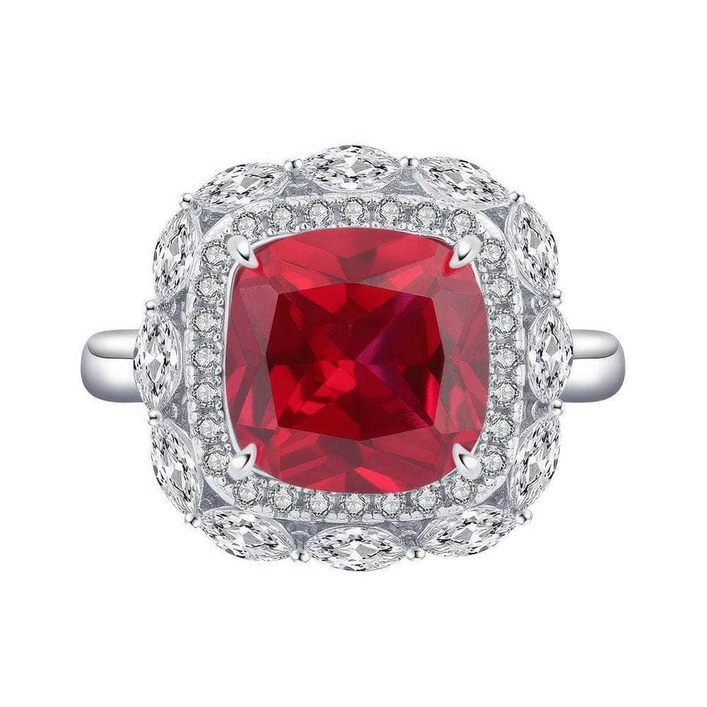925 Sterling Silver Lab Grown Ruby Diamond Gemstone Ring
