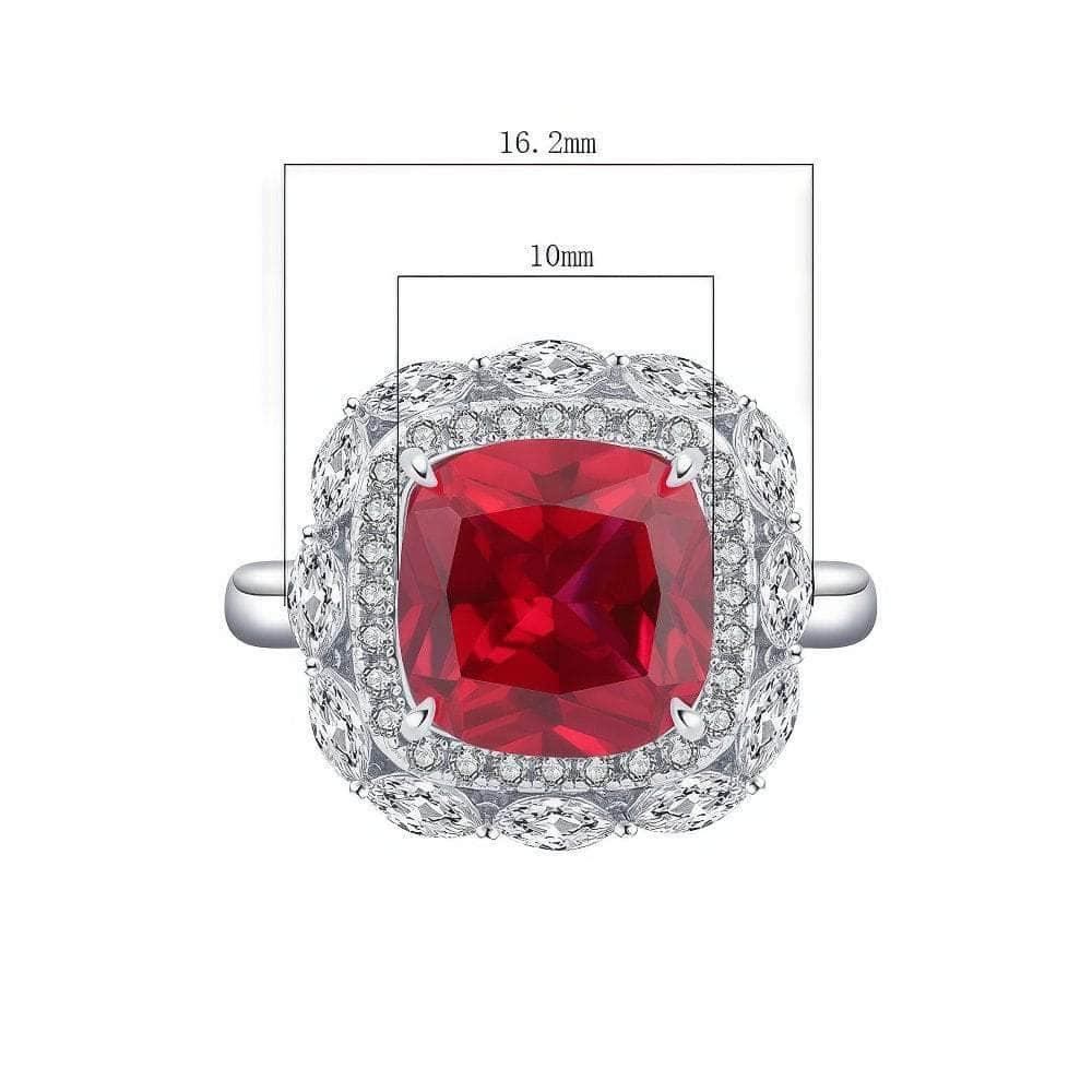 925 Sterling Silver Lab Grown Ruby Diamond Gemstone Ring