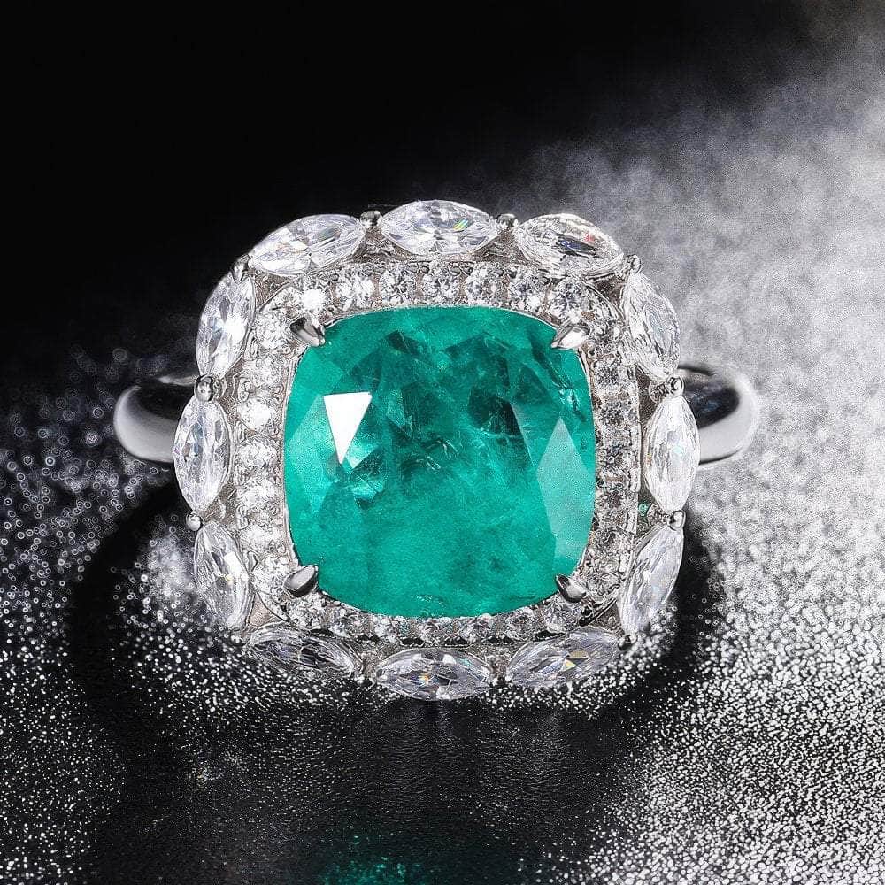 925 Sterling Silver Lab Grown Ruby Diamond Gemstone Ring 5 US / Emerald