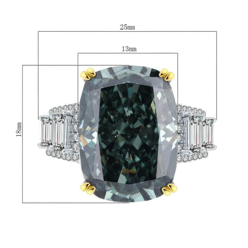 925 Sterling Silver Lab Simulated 14ct Green Moissanite Gemstone Statement Ring