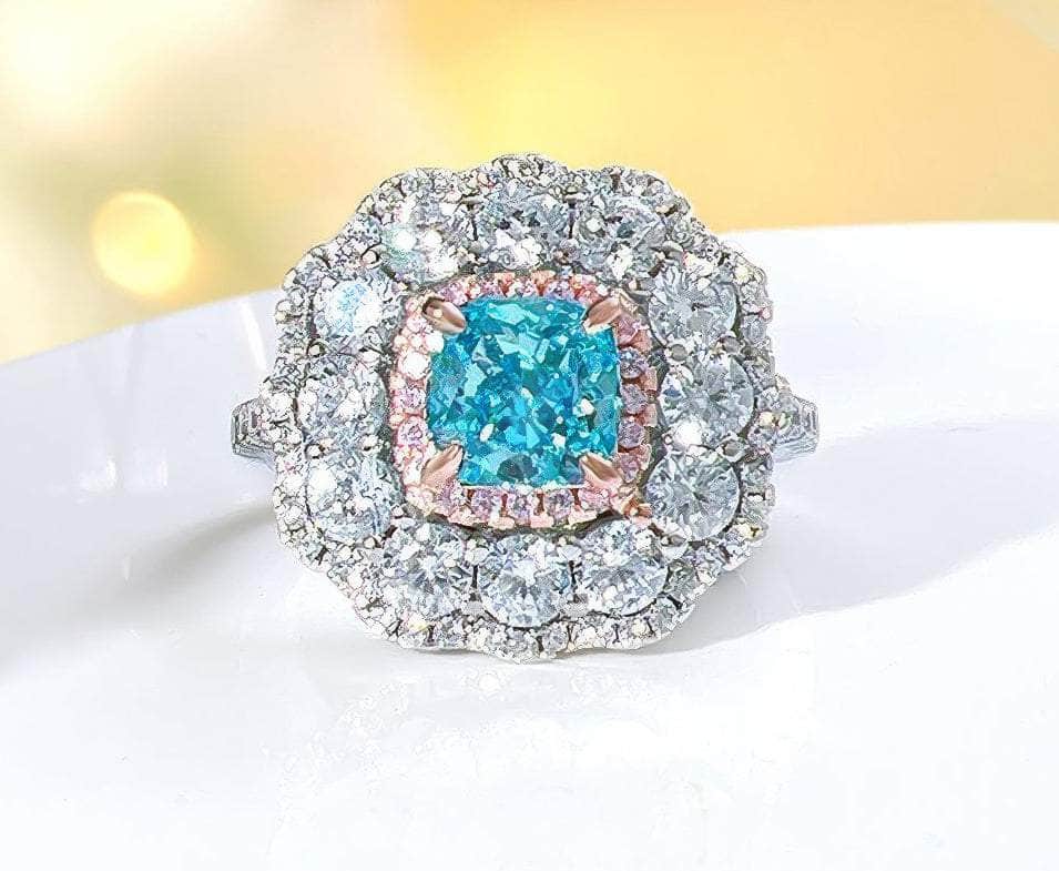 925 Sterling Silver Multistone Paved Lab Grown Diamond Gemstone Floral Decor Ring 5 US / Multistone