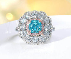 925 Sterling Silver Multistone Paved Lab Grown Diamond Gemstone Floral Decor Ring 5 US / Multistone