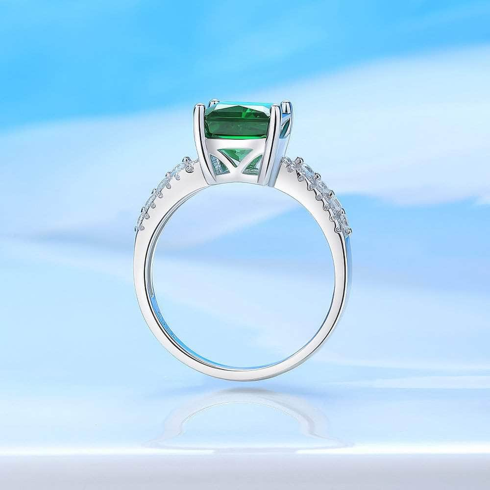 925 Sterling Silver Princess Cut Lab Grown Diamond Gemstone Ring