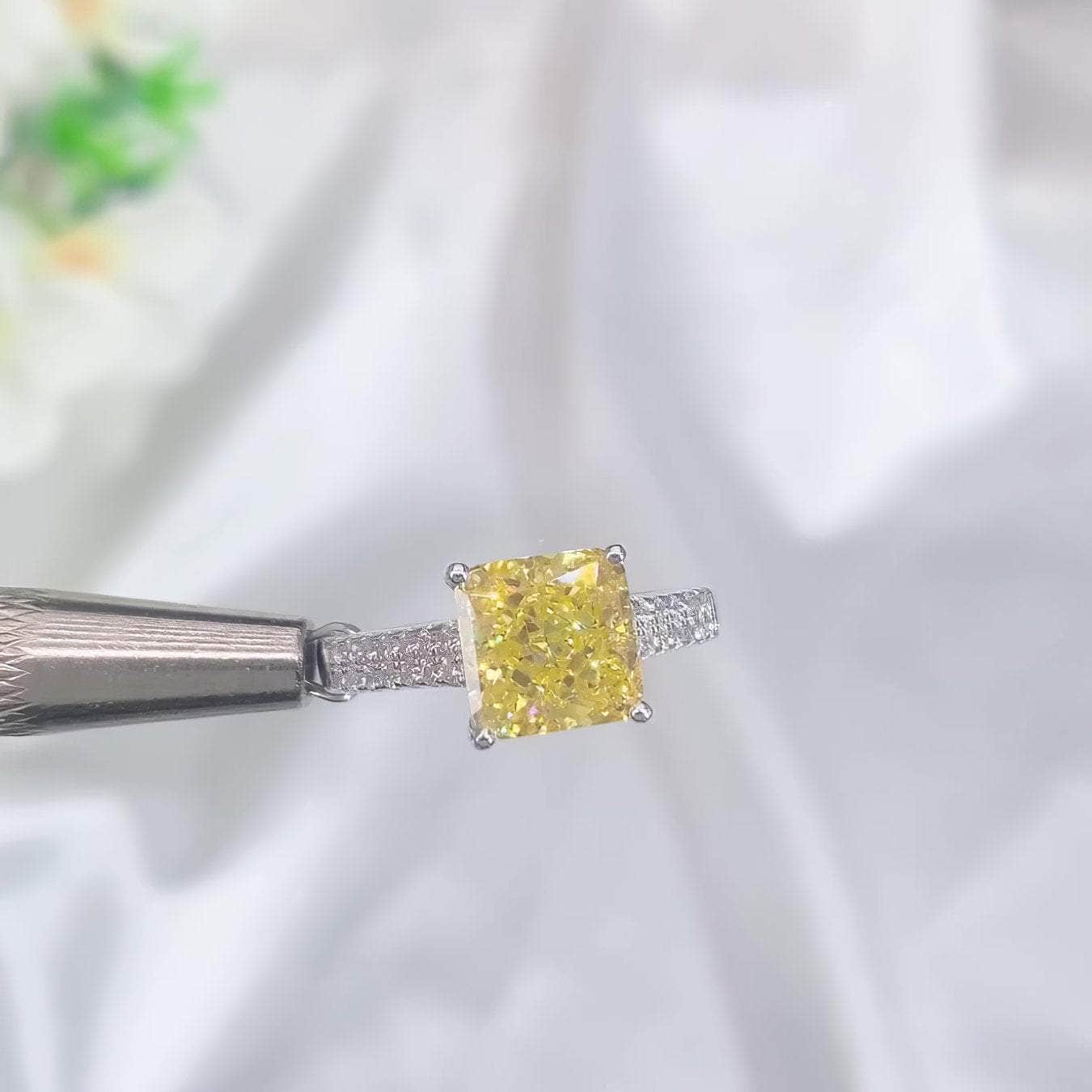 925 Sterling Silver Princess Cut Lab Grown Diamond Gemstone Ring