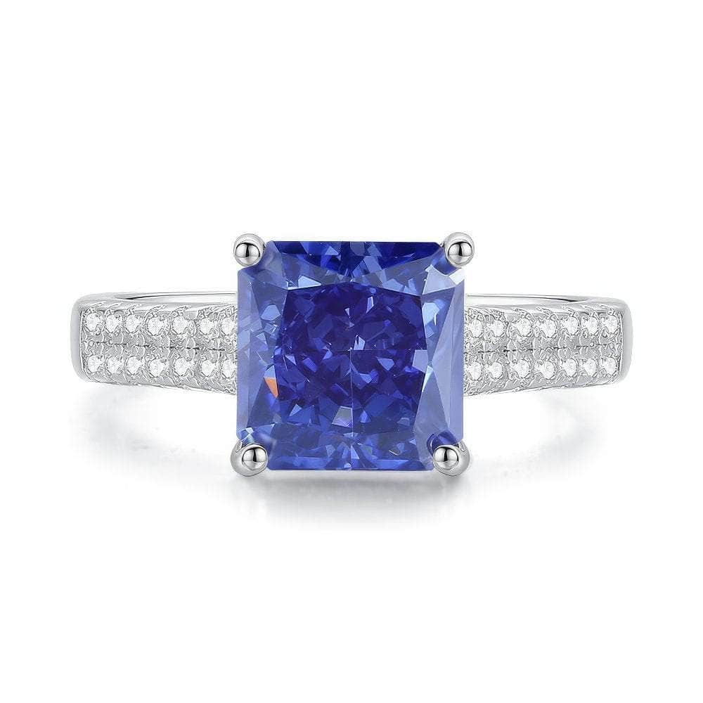 925 Sterling Silver Princess Cut Lab Grown Diamond Gemstone Ring 6 US / Tanzania
