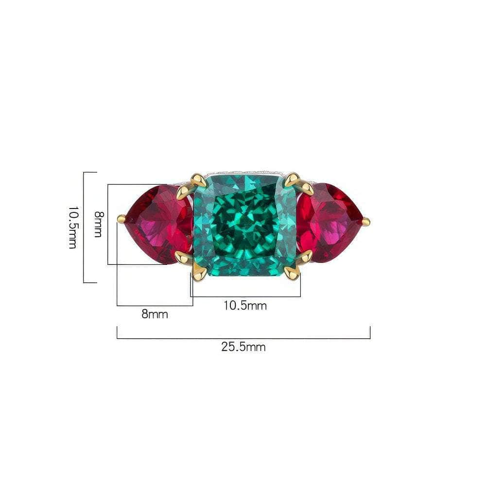 925-Sterling-Silver-Three-Stone-Lab-Created-Emerald-Ruby-Princess-Cut-Ring