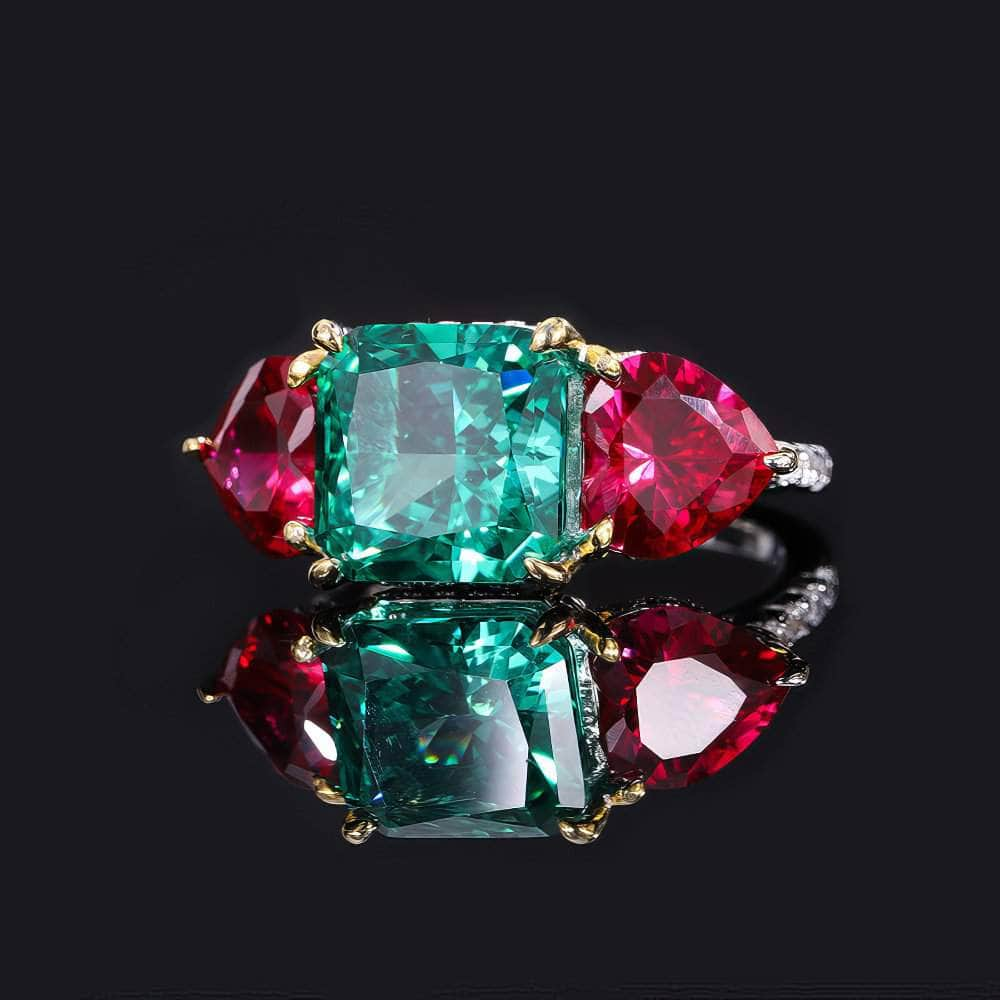 925-Sterling-Silver-Three-Stone-Lab-Created-Emerald-Ruby-Princess-Cut-Ring