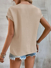 Cutout Round Neck Short Sleeve Top