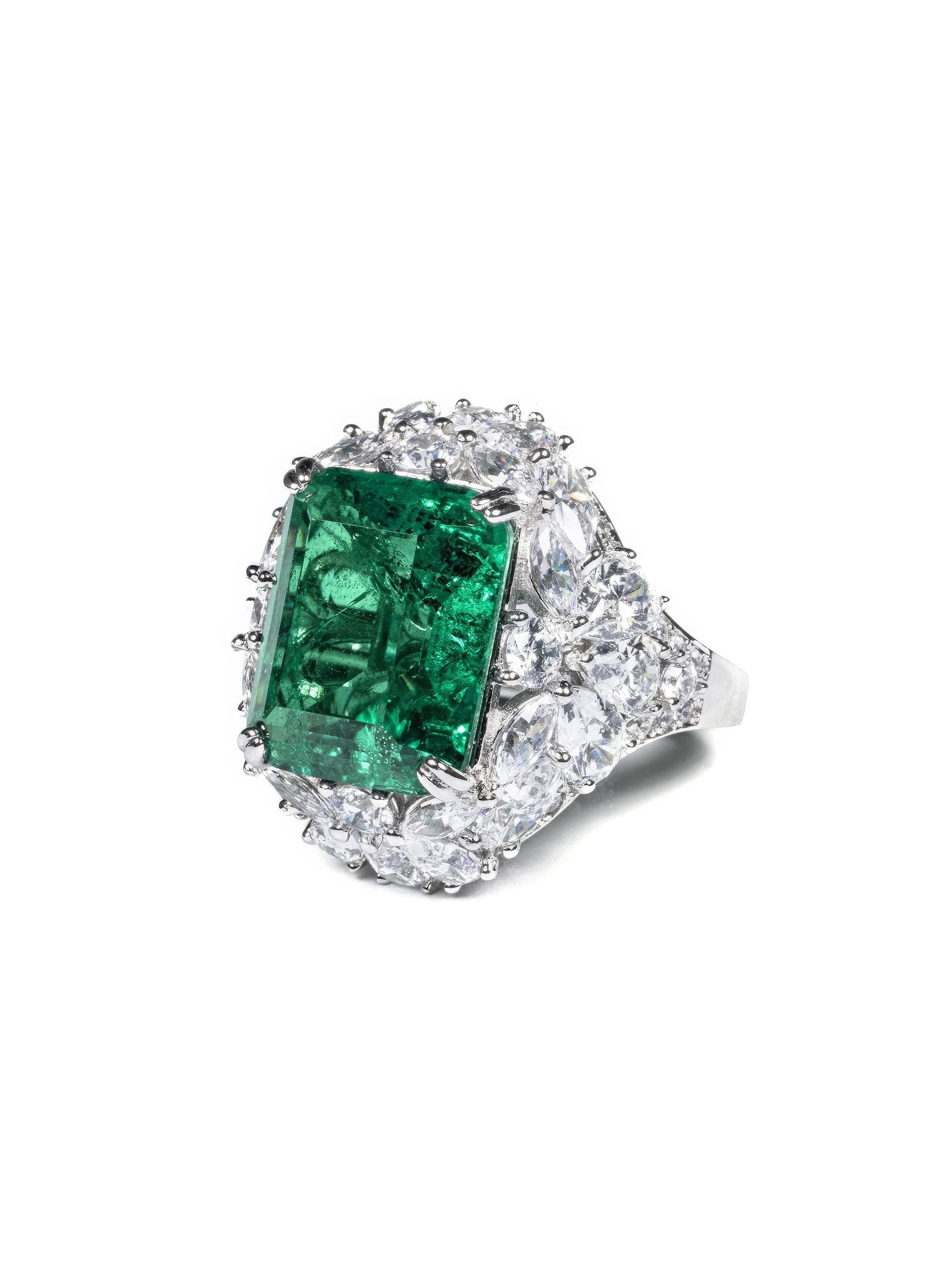 Bague Emerald Cut Inlaid Lab Diamond Ring