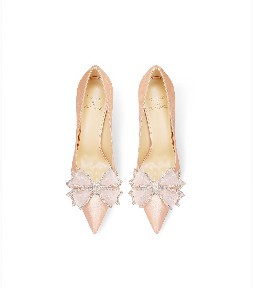 Bow Detailed Diamante Heel Pumps