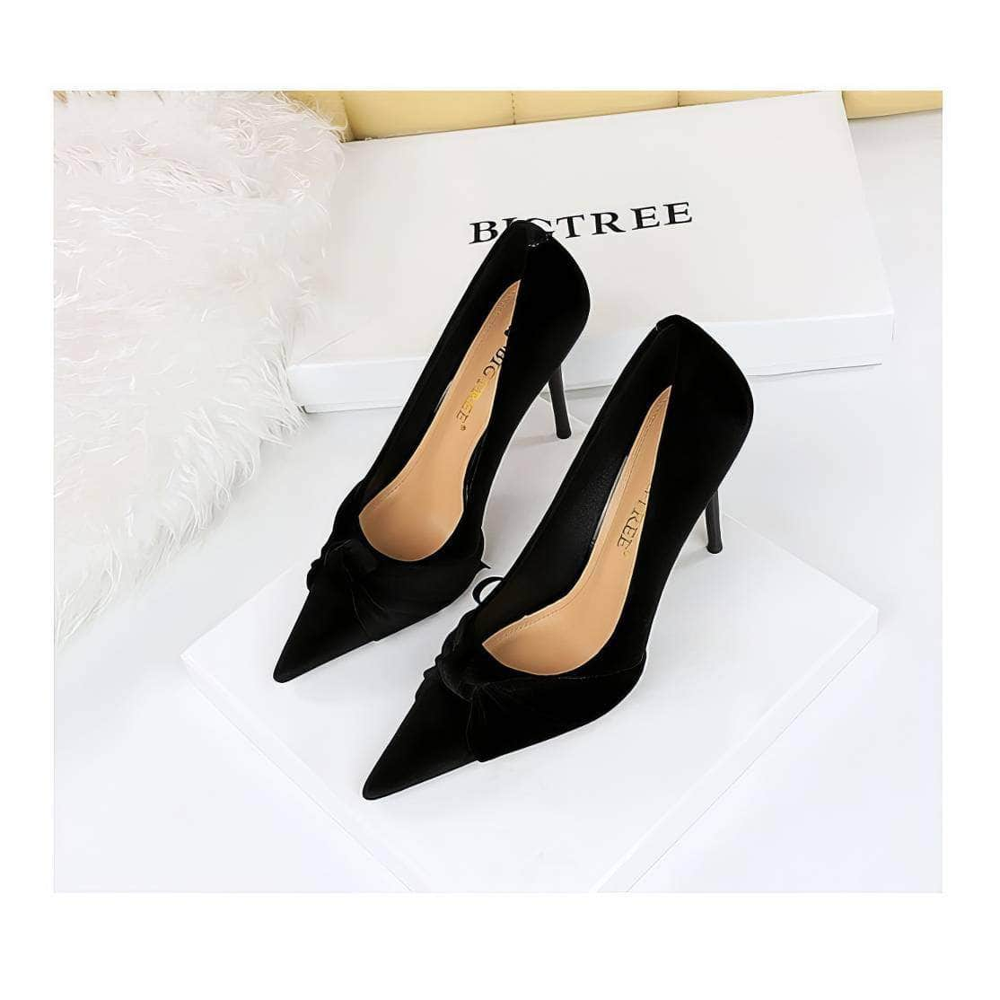 Bow Knot Suede Stiletto Pumps