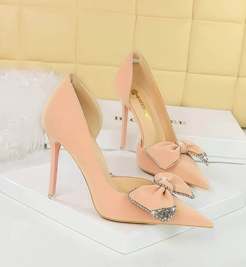 Bow Sequin Detailed Pump Court Heels