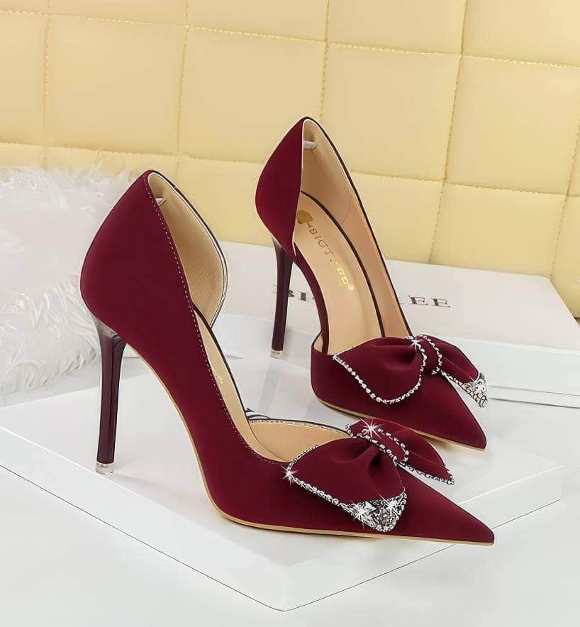 Bow Sequin Detailed Pump Court Heels