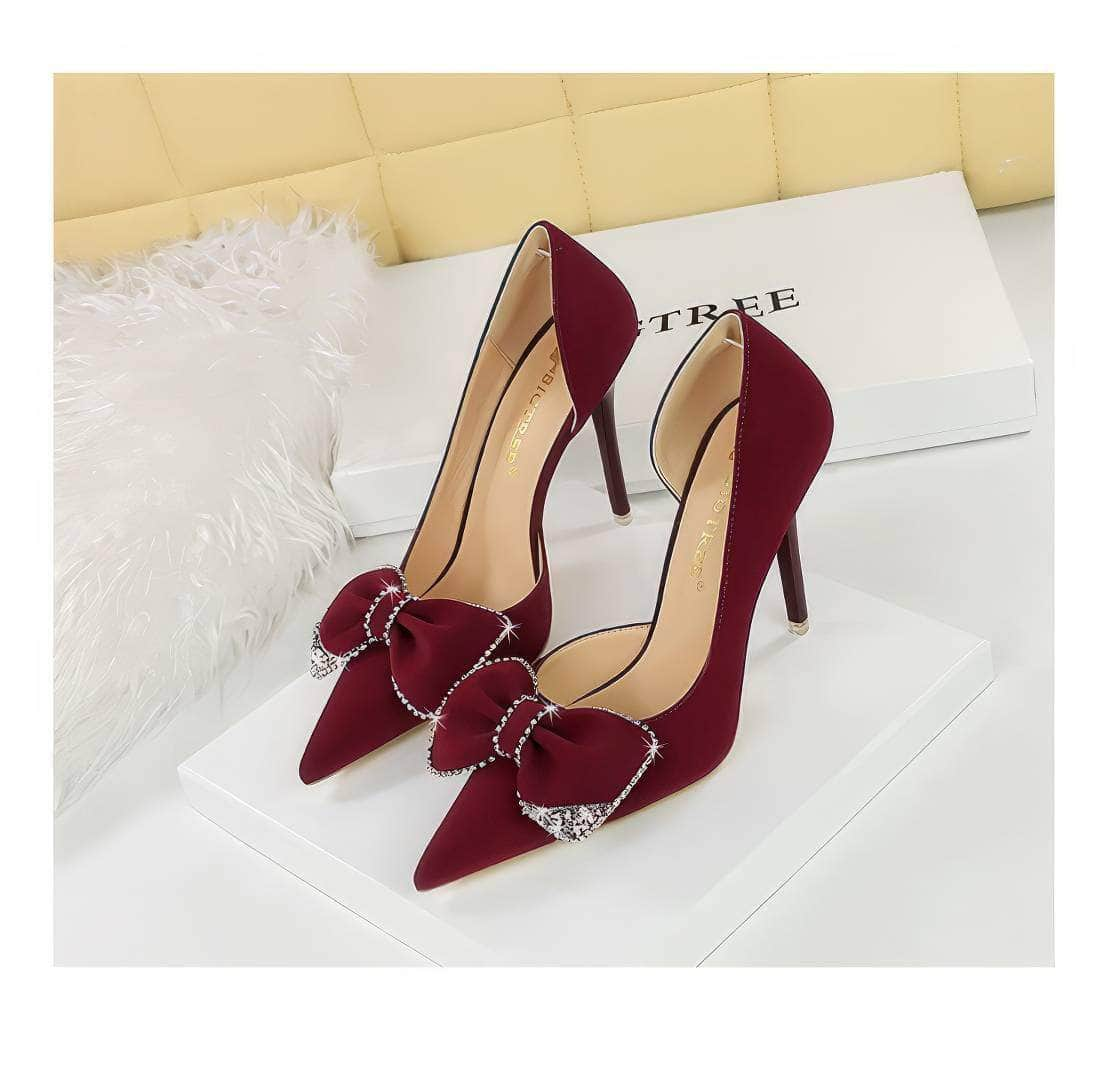 Bow Sequin Detailed Pump Court Heels