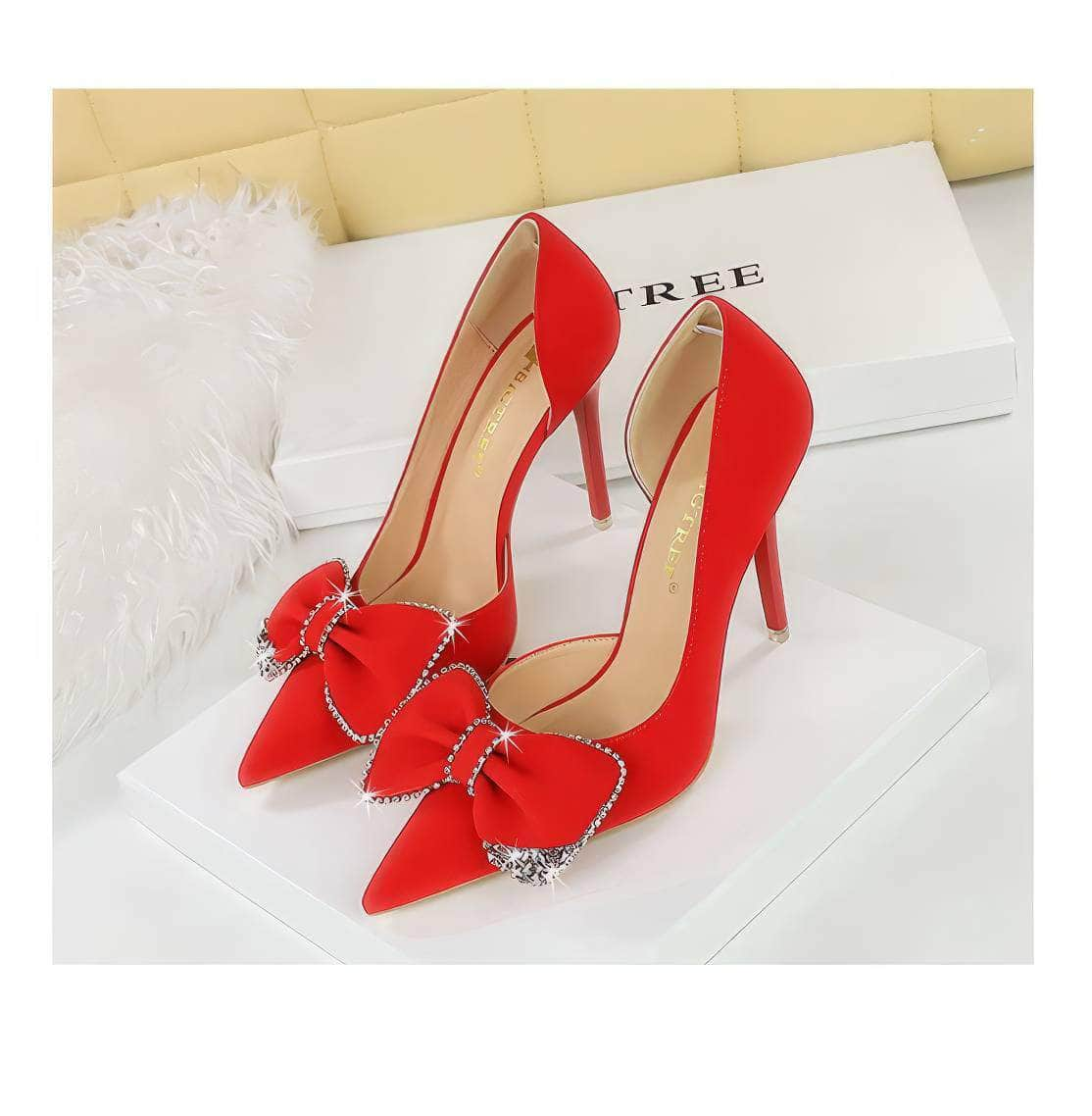 Bow Sequin Detailed Pump Court Heels