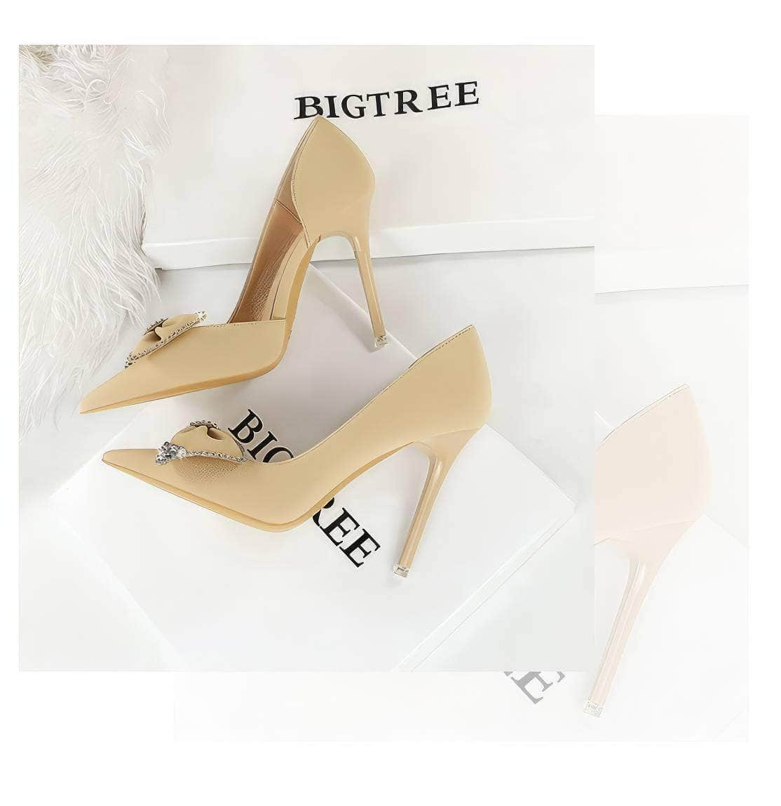 Bow Sequin Detailed Pump Court Heels