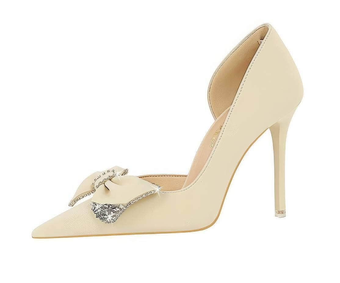 Bow Sequin Detailed Pump Court Heels