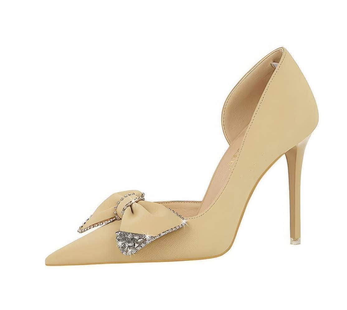 Bow Sequin Detailed Pump Court Heels