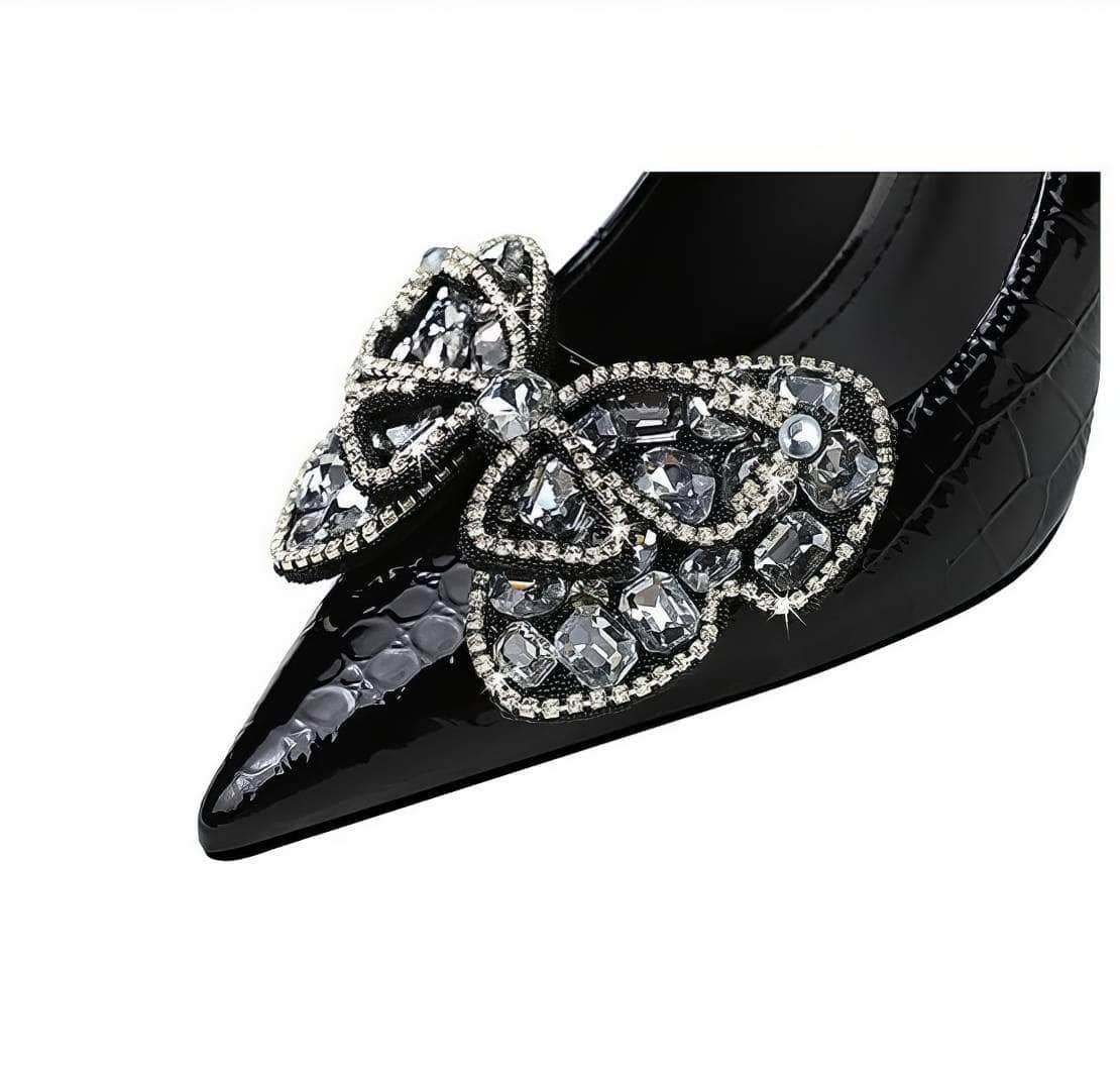 Butterfly Rhinestone Embellished Croc Heels