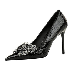 Butterfly Rhinestone Embellished Croc Heels