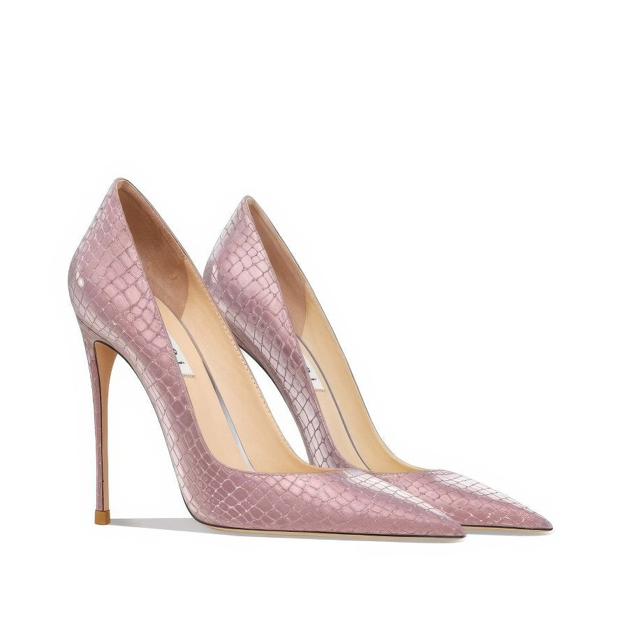 Candy Color Metallic Croc Pump Leather Stilettos