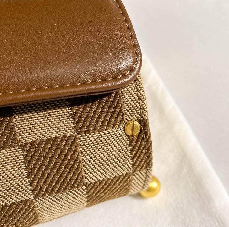 Canvas Checkered Design Pochette Bag