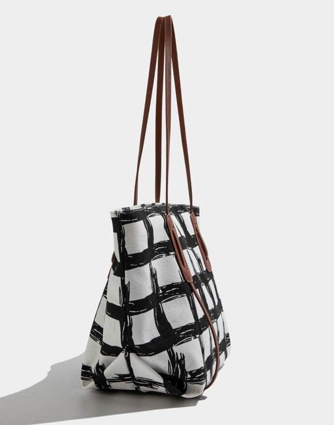 Classy Totes Plaid Pattern Shoulder Bag