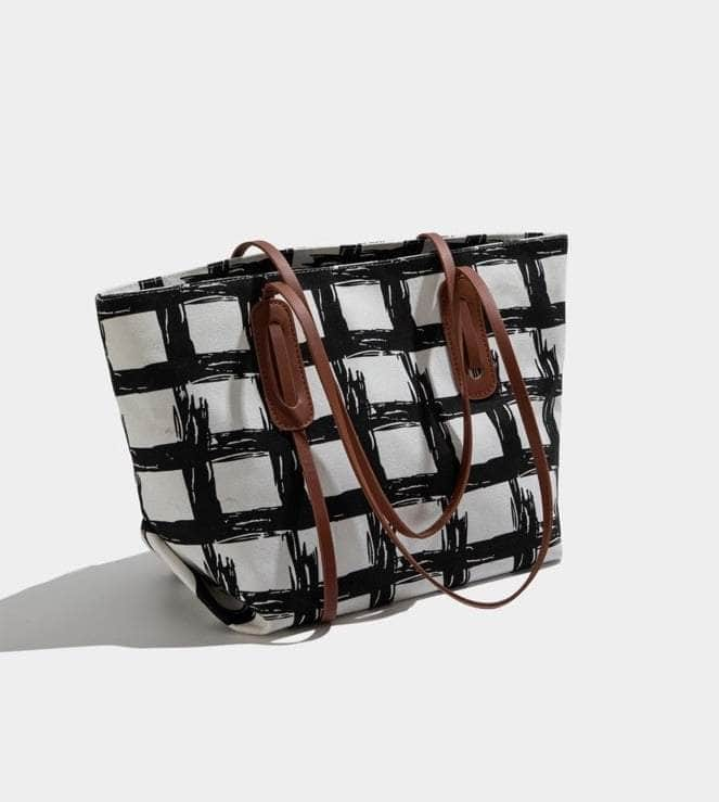 Classy Totes Plaid Pattern Shoulder Bag