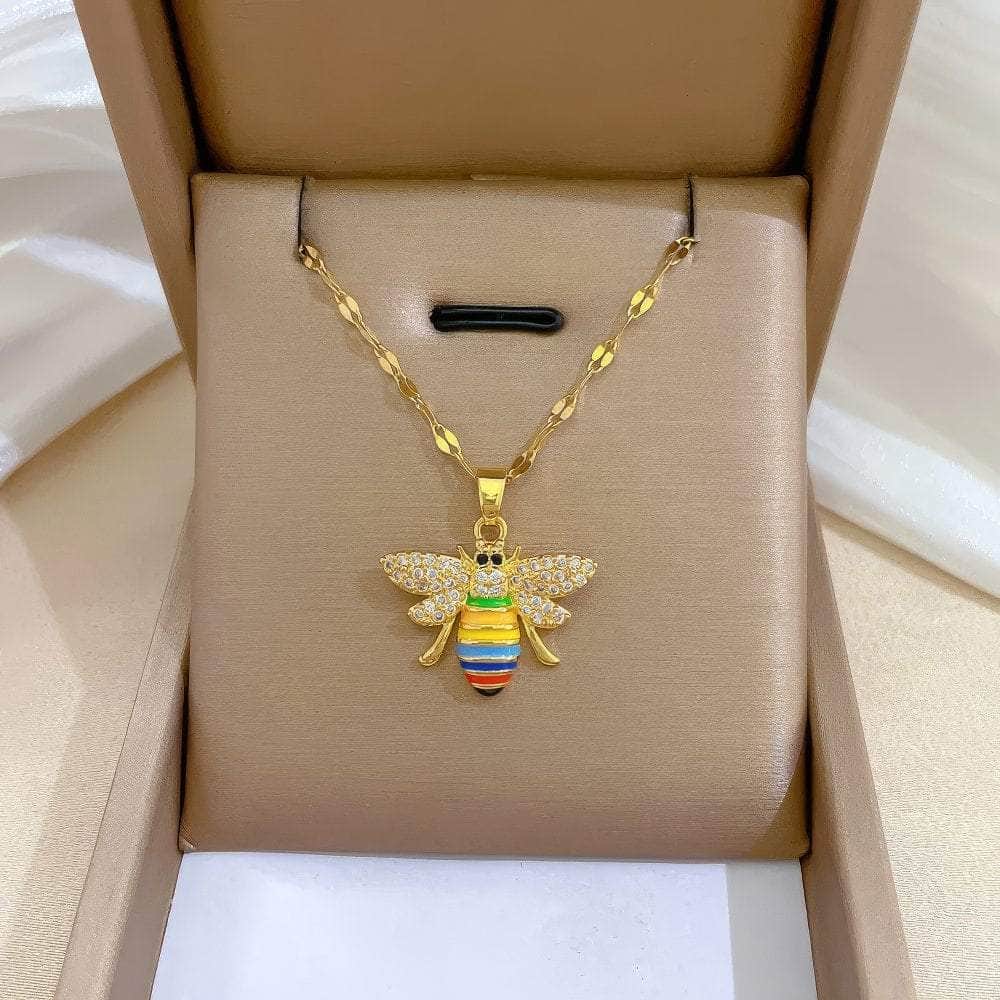 Colorful Bees Pendant Necklace