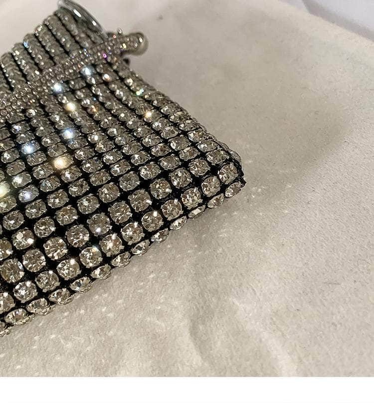 Compact Square Bag with Rhinestone Embellishment