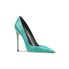 Croc Skin Stilettos Leather Pointed Toe Pumps