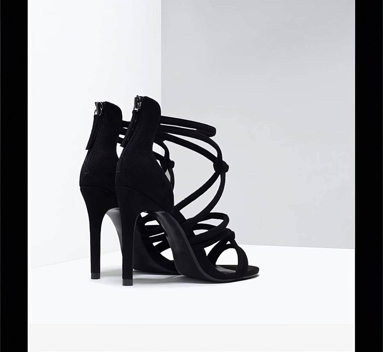 Cross Strappy Back Zip Heels