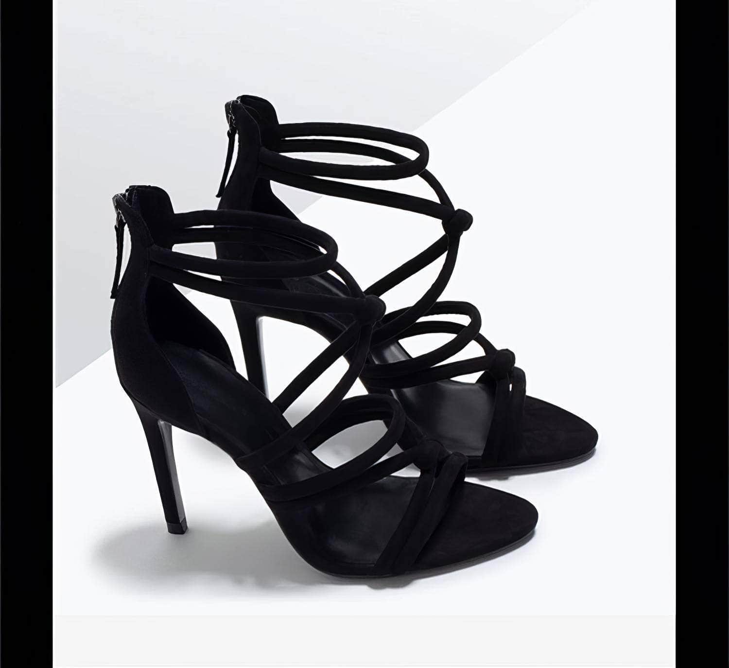 Cross Strappy Back Zip Heels