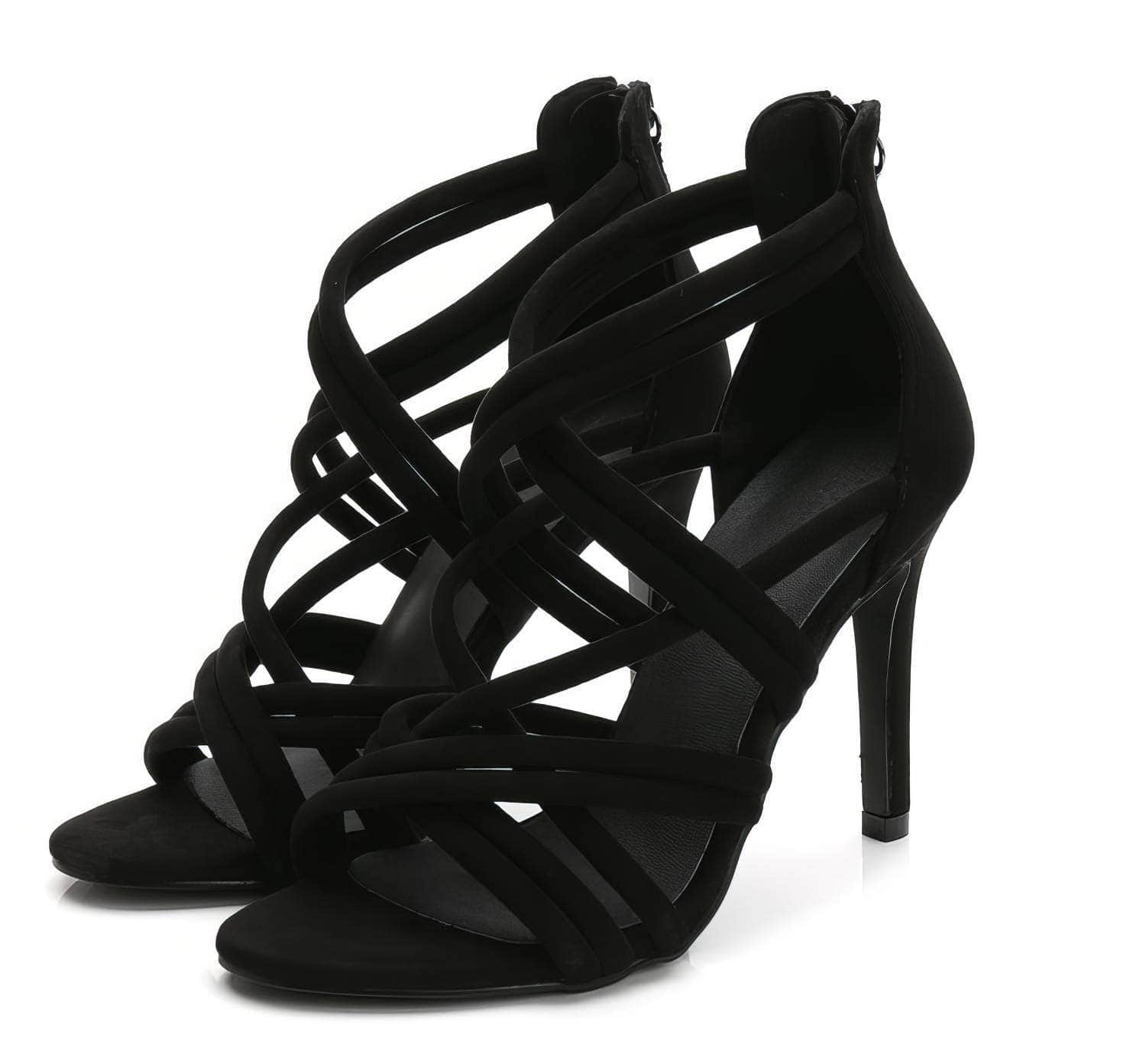 Cross Strappy Back Zip Heels