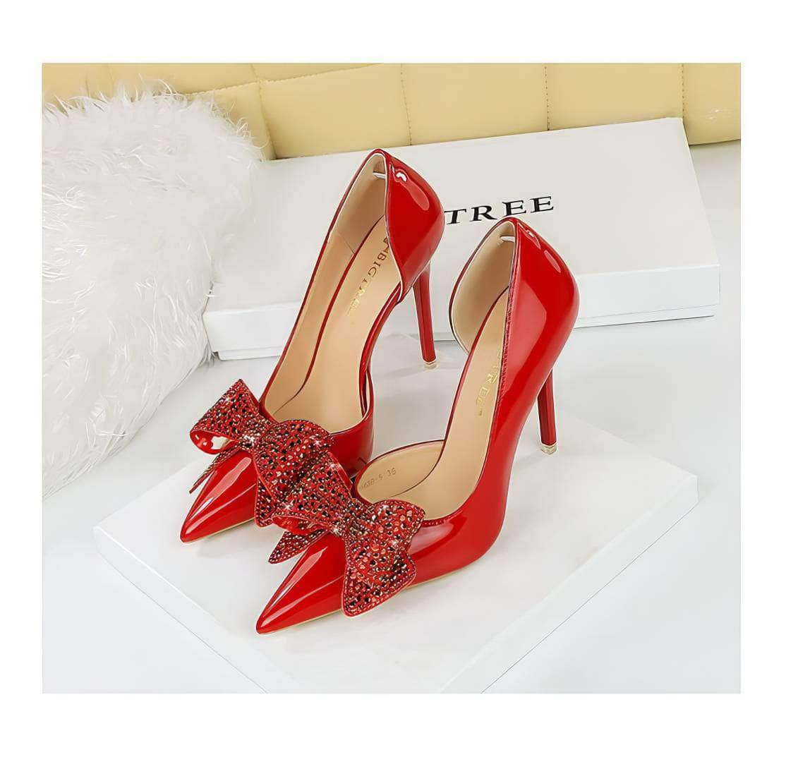 Crystal Embellished Bow Detailed Pump Stilettos