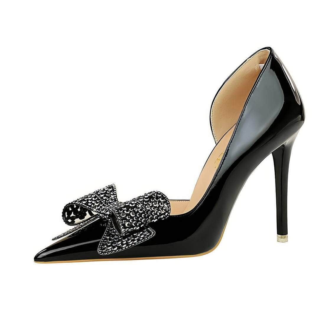 Crystal Embellished Bow Detailed Pump Stilettos