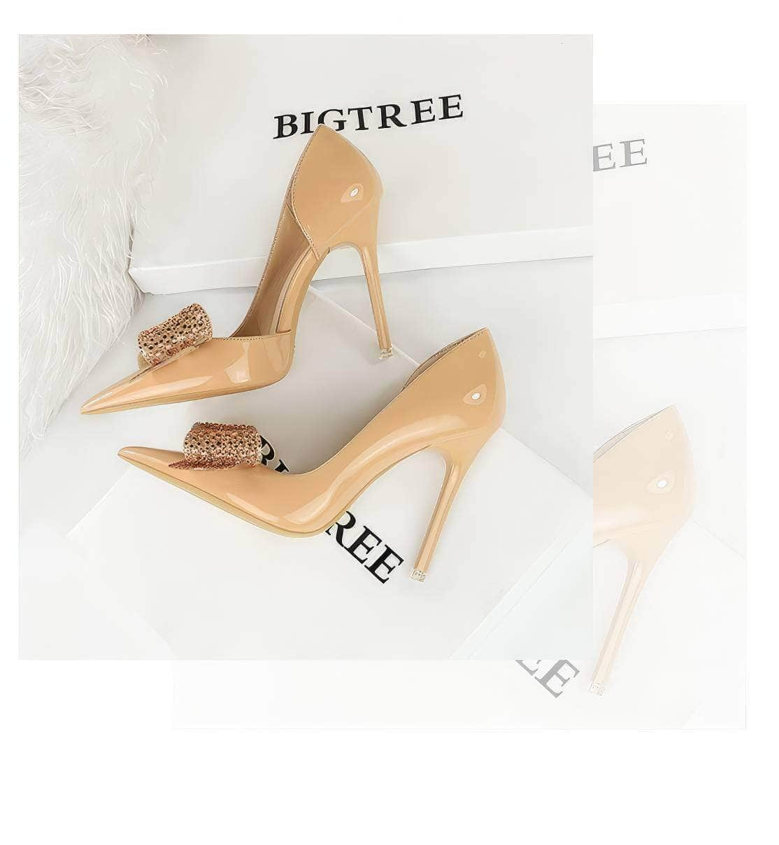 Crystal Embellished Bow Detailed Pump Stilettos