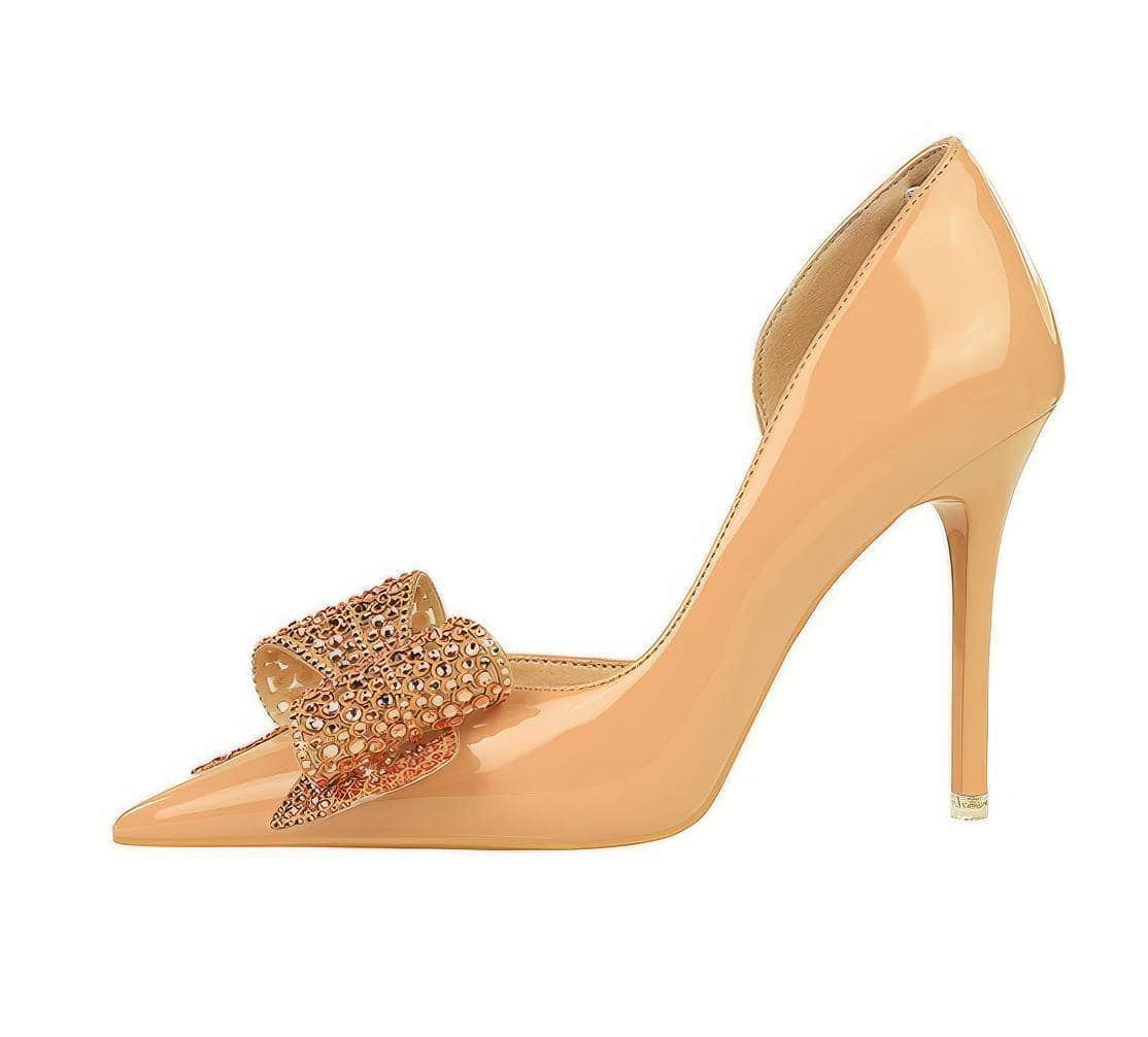 Crystal Embellished Bow Detailed Pump Stilettos