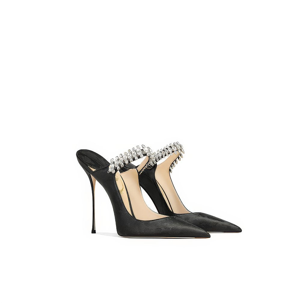 Diamante Decor Open Back Cut Out Heels (Copy)