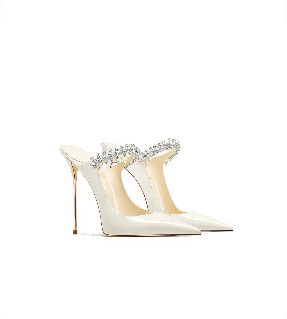 Diamante Decor Open Back Cut Out Heels (Copy)