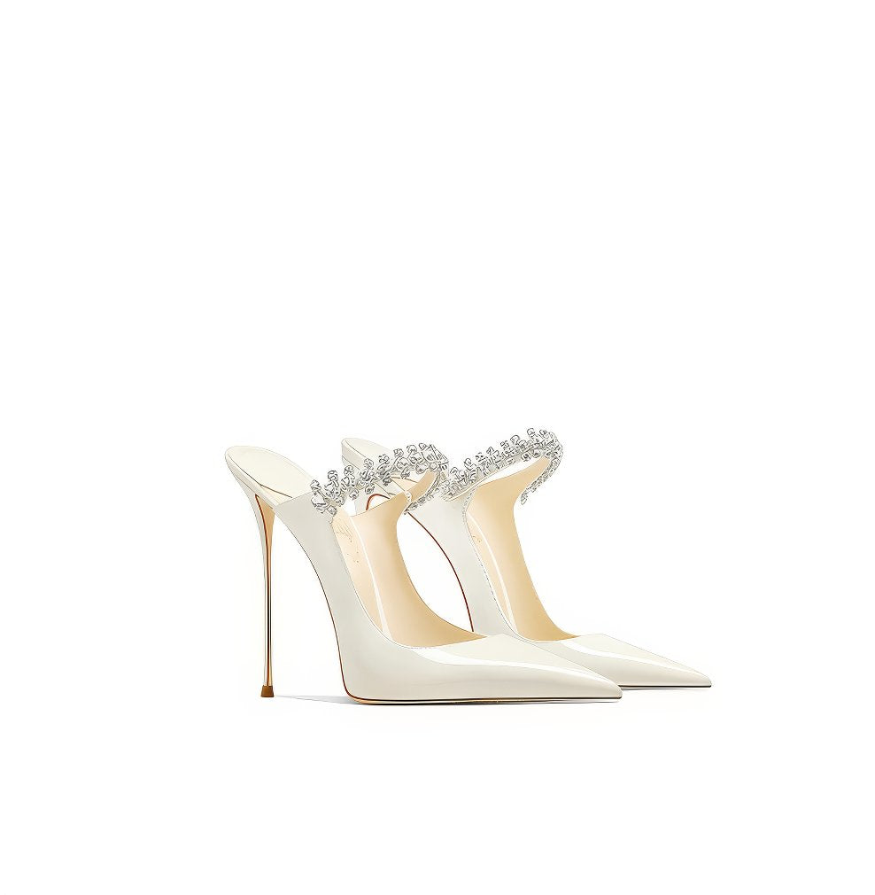 Diamante Decor Open Back Cut Out Heels (Copy)